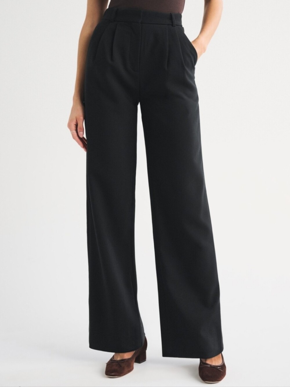 Abercrombie & Fitch • Black Sloane Tailored Wide Leg Trouser Pants, Size 24